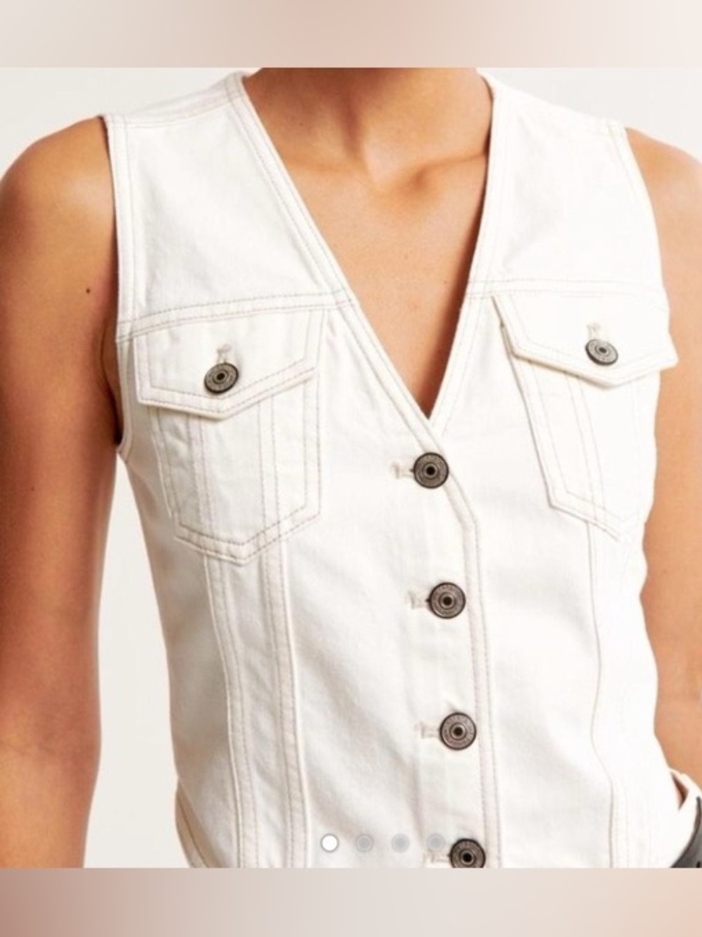 Abercrombie White Denim Vest